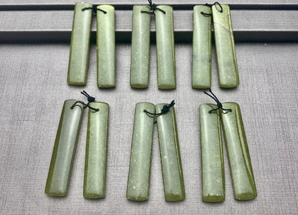 One Pair 10x48 mm Natural African Jade Top Drilled Teardrop Cabochon Long Rectangle Matching Green Jade Gemstone Earring Pendant #3324-B