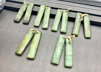 One Pair 10x48 mm Natural Peridot Top Drilled Teardrop Cabochon Long Rectangle Matching Green Peridot Gemstone Earring Pendant #3314-A
