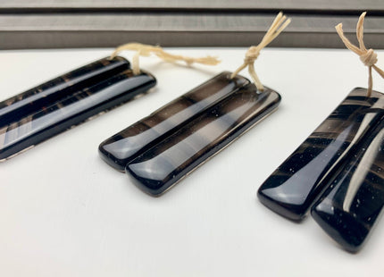 One Pair 10x48 mm Natural Black Lace Obsidian Top Drilled Teardrop Cabochon Long Rectangle Matching Black Gemstone Earring Pendant #3313