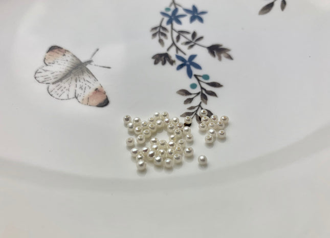 Two Pieces AAA 1.5-3mm Quality High Luster Undrilled/Half Drilled Round Seed Pearls Genuine Natural White Freshwater Pearls #P1128
