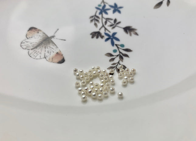 Two Pieces AAA 1.5-3mm Quality High Luster Undrilled/Half Drilled Round Seed Pearls Genuine Natural White Freshwater Pearls #P1128