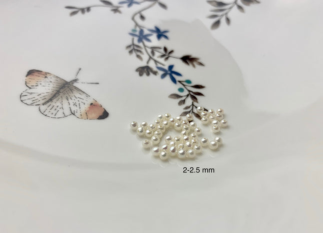 Two Pieces AAA 1.5-3mm Quality High Luster Undrilled/Half Drilled Round Seed Pearls Genuine Natural White Freshwater Pearls #P1128