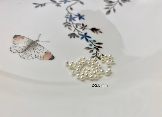 Two Pieces AAA 1.5-3mm Quality High Luster Undrilled/Half Drilled Round Seed Pearls Genuine Natural White Freshwater Pearls #P1128