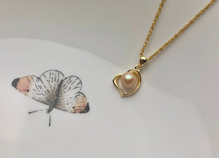 One Piece 925 Sterling Silver/Gold Pendant Setting Findings For Half Drilled Pearls Heart Shape Design Sterling Silver DIY Jewelry #10083-A
