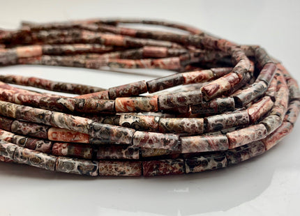 4x13-14 mm Tube Shape Natural Leopard Skin Agate Gemstone Beads Genuine Pink Agate Gemstones Loose Beads 15.5 Inches Strand #3291