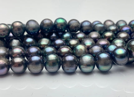 4.5-5mm 6-6.5mm AA Peacock Color Semi Round Freshwater Pearl Beads Genuine Near Round Freshwater Peacock Color Pearls #P1135
