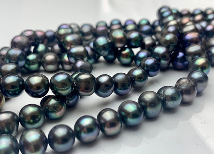 4.5-5mm 6-6.5mm AA Peacock Color Semi Round Freshwater Pearl Beads Genuine Near Round Freshwater Peacock Color Pearls #P1135