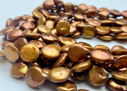 12-13 mm AAA Orange Copper Brown Color Freshwater Coin Pearl Beads Genuine High Luster Freshwater Coin Pearls #P1165