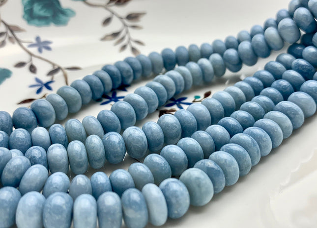 5mm 6mm 7mm 8mm 9mm 10mm AAA Smooth Rondelle Light Ice Blue Opal Gemstone Beads Genuine Natural Peruvian Opal 8 Inches Strand #3531