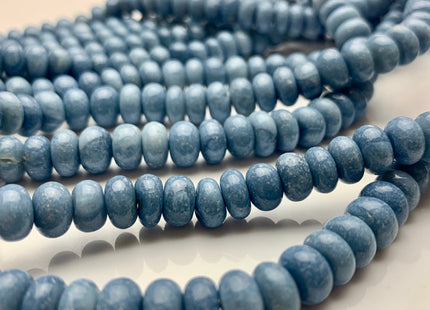 6mm 7mm 8mm 9mm 10mm AAA Smooth Rondelle Dark Ice Blue Opal Large Hole Gemstone Beads Genuine Natural Peruvian Opal 8 Inches Strand #3533