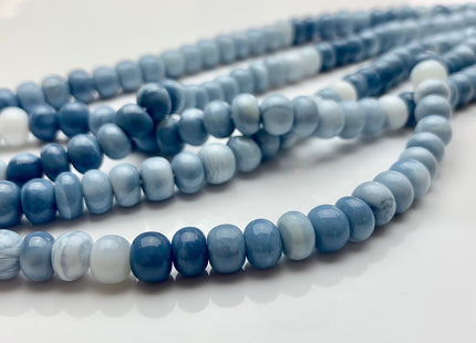 7mm 8mm 9mm 10mm AAA Smooth Rondelle Multi Ice Blue Opal Gemstone Beads Large Hole Genuine Natural Peruvian Opal 8-9 Inches Strand #3534