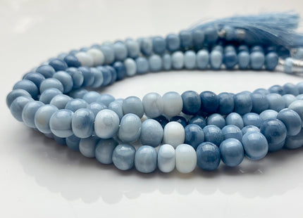 7mm 8mm 9mm 10mm AAA Smooth Rondelle Multi Ice Blue Opal Gemstone Beads Large Hole Genuine Natural Peruvian Opal 8-9 Inches Strand #3534