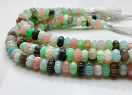 9-11mm 100% Natural Carved Rondelle Peruvian Opal Gemstone Bead Genuine Peruvian Blue Pink Green Purple Pumpkin Shape Opal 10 Inches #3261