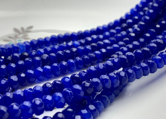 4x6mm 5x8mm Faceted Rondelle Egyptian Blue Color Agate Gemstone Beads Genuine Agate Gemstone Loose Beads 15 Inches Strand #3509