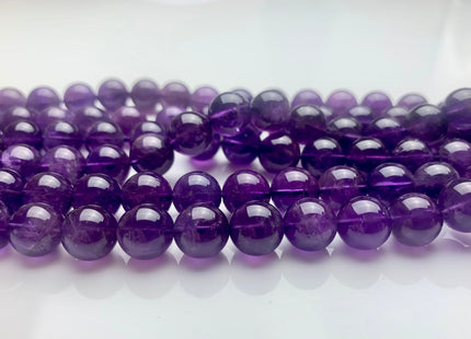 10mm AAA Top Quality 100% All Natural Smooth Round Amethyst Beads February Birthstone Natural Darker Purple Color Amethyst 39 Beads #3511