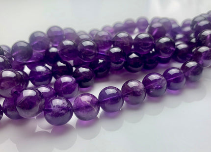 10mm AAA Top Quality 100% All Natural Smooth Round Amethyst Beads February Birthstone Natural Darker Purple Color Amethyst 39 Beads #3511