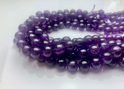 10mm AAA Top Quality 100% All Natural Smooth Round Amethyst Beads February Birthstone Natural Darker Purple Color Amethyst 39 Beads #3511