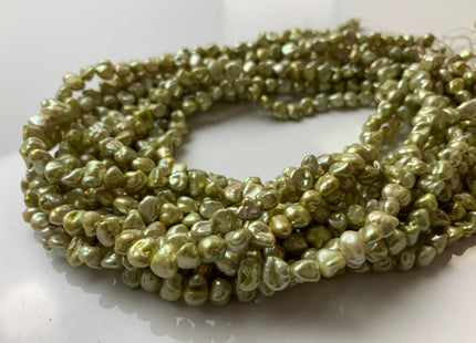 7 mm Chartreuse Green OR Dark Green Keshi Nugget Freshwater Pearl Beads Center Drilled Keshi Pearl Nuggets #1236