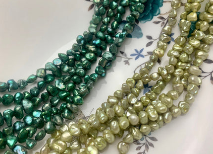 7 mm Chartreuse Green OR Dark Green Keshi Nugget Freshwater Pearl Beads Center Drilled Keshi Pearl Nuggets #1236