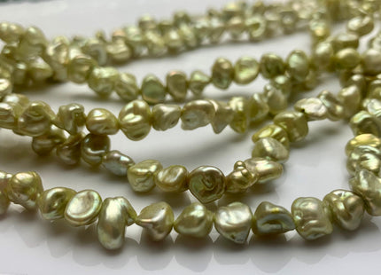 7 mm Chartreuse Green OR Dark Green Keshi Nugget Freshwater Pearl Beads Center Drilled Keshi Pearl Nuggets #1236