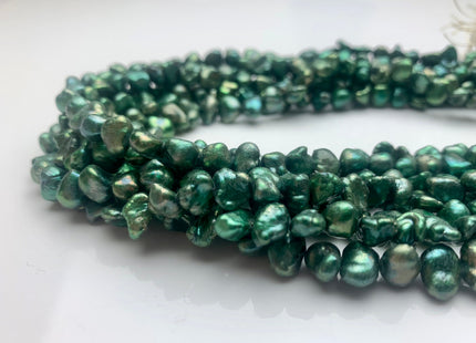 7 mm Chartreuse Green OR Dark Green Keshi Nugget Freshwater Pearl Beads Center Drilled Keshi Pearl Nuggets #1236