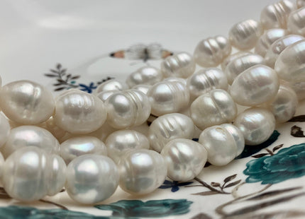 11x12-13x16 mm Large Hole Graduated Natural White Rice/Oval Freshwater Pearls Bead Hole Size 2.2 mm Genuine Freshwater Pearl 28 Beads #180