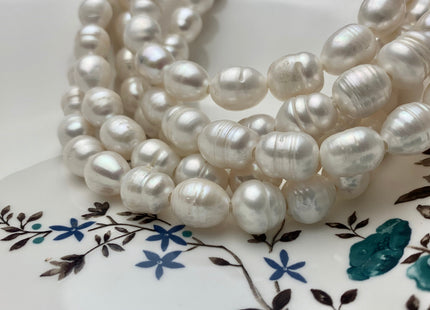 11x12-13x16 mm Large Hole Graduated Natural White Rice/Oval Freshwater Pearls Bead Hole Size 2.2 mm Genuine Freshwater Pearl 28 Beads #180