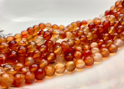 6mm 8mm 10mm Faceted Round Carnelian Color Agate Gemstone Beads Genuine Agate Gemstone Loose Beads 14 Inches Strand #2805