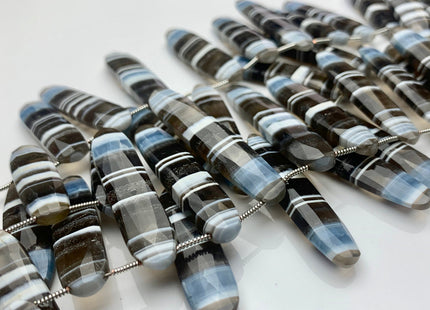 10x28-46 mm AAA Faceted Oval Natural White Blue Gray Color Peru Boulder Opal Beads Genuine Top Drilled Flat Boulder Opal 16 Beads #3519