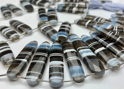 10x28-46 mm AAA Faceted Oval Natural White Blue Gray Color Peru Boulder Opal Beads Genuine Top Drilled Flat Boulder Opal 16 Beads #3519