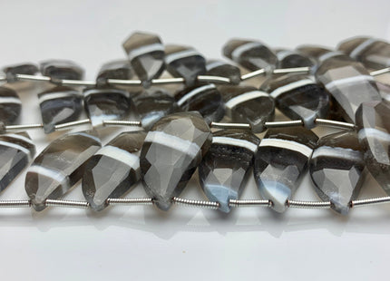 10x15-11x17mm AAA Faceted Natural White Blue Gray Color Peru Boulder Opal Beads Genuine Top Drilled Flat Sailboat Shape Opal 18 Beads #3518