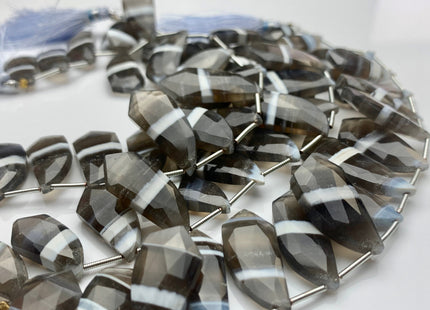 10x15-11x17mm AAA Faceted Natural White Blue Gray Color Peru Boulder Opal Beads Genuine Top Drilled Flat Sailboat Shape Opal 18 Beads #3518
