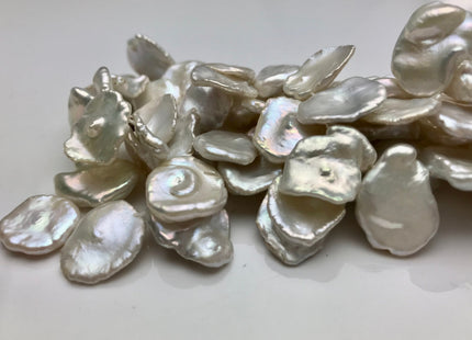 14-17mm AAAA Natural White Cornflake Keshi Freshwater Pearl Genuine Very Rare Super High Pinkish Silver Luster Top Drilled Pearl #P1188