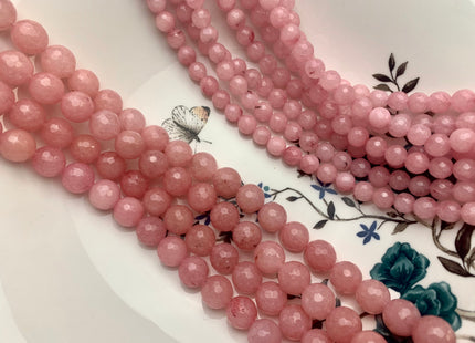 8mm 10mm 12mm 14mm Faceted Round Fire Agate Gemstone Beads Heat Treated Soft Baby Pink Color Natural Agate 15.5 Inches Strand #3537