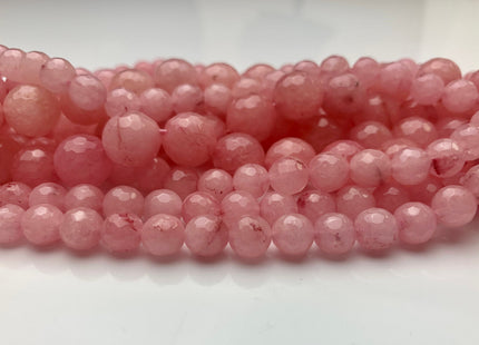 8mm 10mm 12mm 14mm Faceted Round Fire Agate Gemstone Beads Heat Treated Soft Baby Pink Color Natural Agate 15.5 Inches Strand #3537