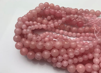 8mm 10mm 12mm 14mm Faceted Round Fire Agate Gemstone Beads Heat Treated Soft Baby Pink Color Natural Agate 15.5 Inches Strand #3537