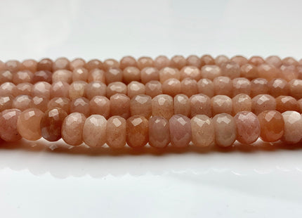 8-9 mm 100% All Natural AAA Faceted Rondelle Natural Peach Pink Moonstone Beads Genuine Peach Moonstone Loose Beads 9 inches Strand #3524