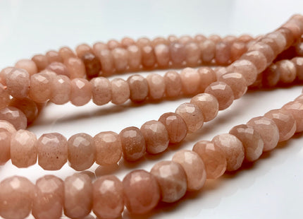 8-9 mm 100% All Natural AAA Faceted Rondelle Natural Peach Pink Moonstone Beads Genuine Peach Moonstone Loose Beads 9 inches Strand #3524
