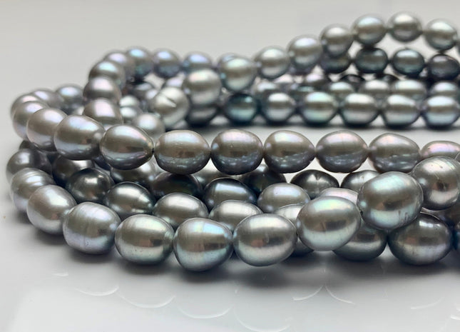 9-10x11 mm AAA Gray Freshwater Pearl Rice/Oval Shape Freshwater Pearl Beads Genuine High Luster Freshwater Pearls #150