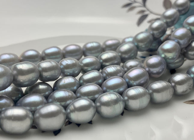 9-10x11 mm AAA Gray Freshwater Pearl Rice/Oval Shape Freshwater Pearl Beads Genuine High Luster Freshwater Pearls #150