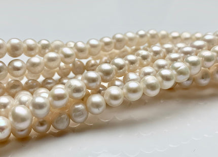 6 mm Natural White Potato Freshwater Pearls Genuine Natural Potato Shape Freshwater Pearl Beads 70 Beads #P1170