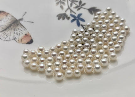 Two Pieces AAAAA 3.5-4mm High Luster Undrilled/Half Drilled/Through Drilled Tiny Freshwater Pearls Genuine Natural White Pearl Beads #P1192