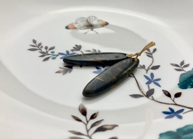 One Pair 10x40mm Natural Coffee Jasper Top Drilled Teardrop Cabochon Long Oval Shape Matching Coffee Jasper Gemstone Earring Pendant #3309