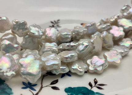 12-13 mm AAA Very Rare Natural White Flower Shape Freshwater Coin Pearl Beads Genuine High Luster Flower Coin Pearls 28-31 Pieces P1178