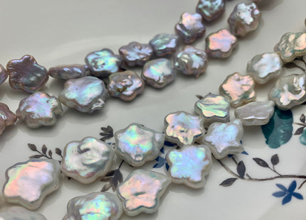 15-18mm AAA Very Rare Natural White Or Mauve Flower Shape Freshwater Coin Pearl Beads Genuine Super High Luster Flower Coin Pearls #P1179