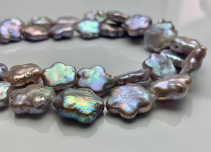 15-18mm AAA Very Rare Natural White Or Mauve Flower Shape Freshwater Coin Pearl Beads Genuine Super High Luster Flower Coin Pearls #P1179