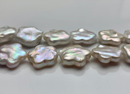 15-18mm AAA Very Rare Natural White Or Mauve Flower Shape Freshwater Coin Pearl Beads Genuine Super High Luster Flower Coin Pearls #P1179