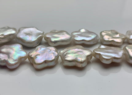 15-18mm AAA Very Rare Natural White Or Mauve Flower Shape Freshwater Coin Pearl Beads Genuine Super High Luster Flower Coin Pearls #P1179