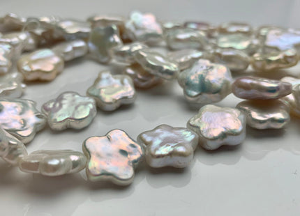 15-18mm AAA Very Rare Natural White Or Mauve Flower Shape Freshwater Coin Pearl Beads Genuine Super High Luster Flower Coin Pearls #P1179