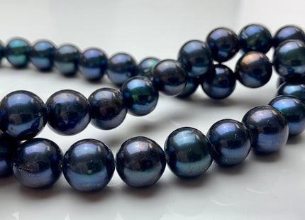 10.5-11.5mm AAA Blue Peacock Round Freshwater Pearls Genuine Very Rare Smooth And Round High Luster Freshwater Pearl 38 Pieces #P1171